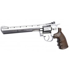 Dan Wesson Licensed 8” Chrome Revolver 4.5mm - 177 Metal BB CO2 Pistol with Imatation Wood Grips