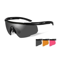 Wiley X Saber Advanced Shooting Glasses Set Advanced Grey/Light Rust/Vermillion Lens Black Frame 