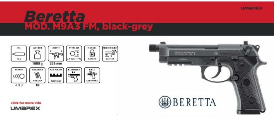 Picture of Beretta M9A3 FM Grey Black Co2 Air Pistol by Umarex