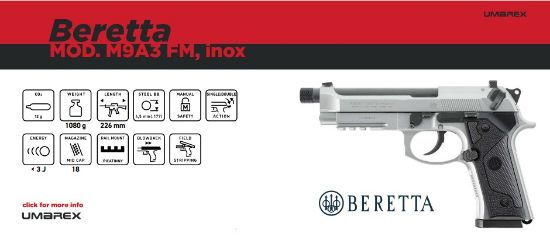 Picture of Beretta M9A3 FM iNox Co2 Air Pistol by Umarex