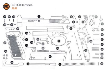 Picture of Bruni Beretta 92 8mm Black/Blue Blank Firing Pistol