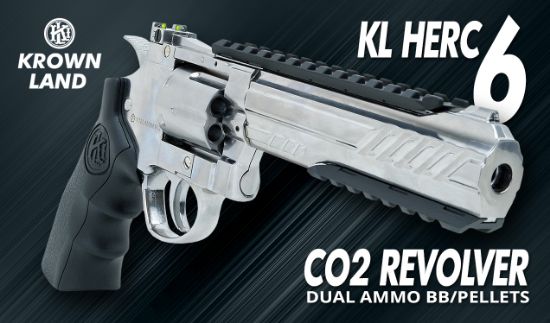 Picture of KLI Titan 6 Inch Chrome Revolver Dual Ammo 