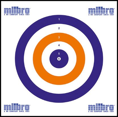 Picture of Milbro SPARE CARD TARGETS (100) Red White & Blue ( 17cm x 17cm )