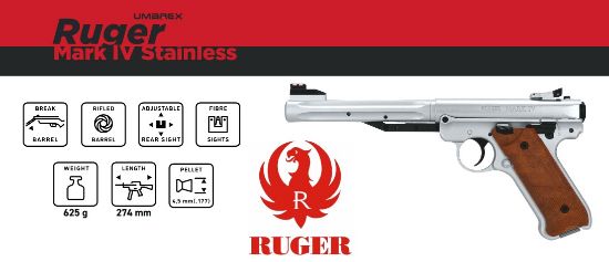 Picture of Ruger Mark IV Stainless 177 Pellet Pistol