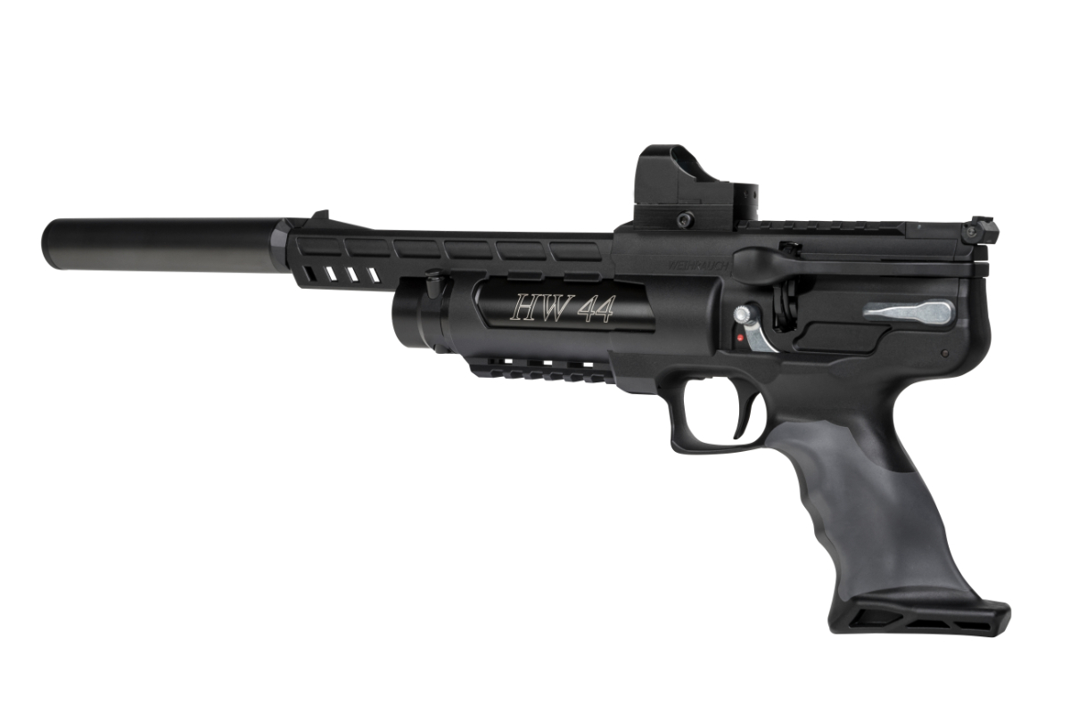 Weihrauch HW44 PCP Air Pistol with Silencer Moderator. Solware Ltd.