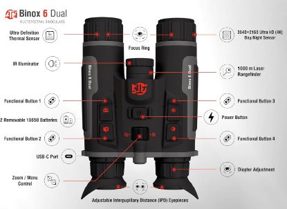 Picture of ATN Binox 6 Dual Thermal 256x192 Day / Night / Thermal 4K UHD LRF